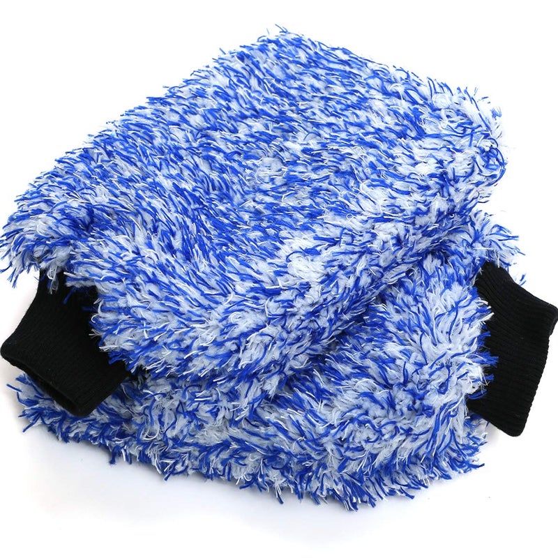TAKAVU New Car Wash Mitt 2 Pack Premium Cyclone Microfiber Washing Gloves يحمل أطنانًا من الماء Sudsy لغسالة فعالة قابلة للغسل في الغسالة، خالية من الوبر والخدوش (أزرق) - Image 1